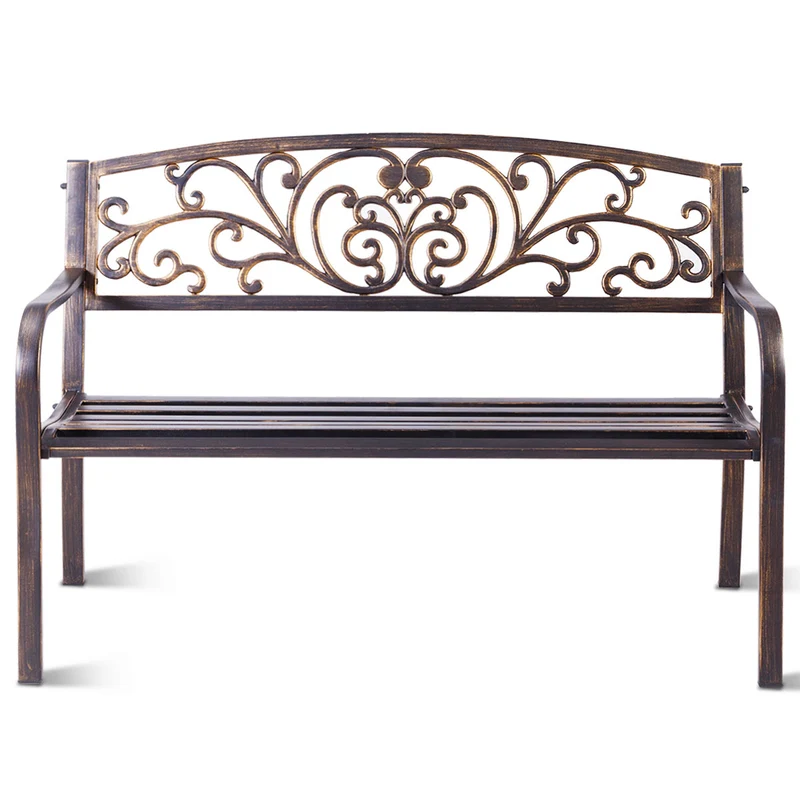 Banc de jardin 127 x 60 x 85 cm haute qualité design élégant romantique en métal noir 20_0020563