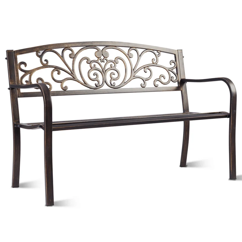 Banc de jardin 127 x 60 x 85 cm haute qualité design élégant romantique en métal noir 20_0020563