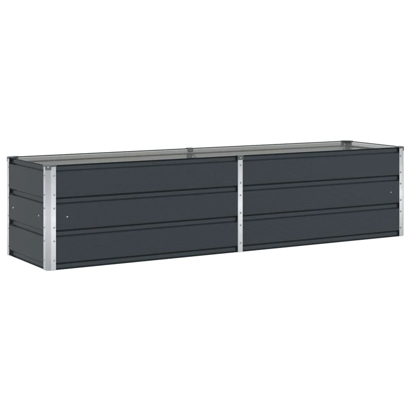Jardinière rectangulaire design moderne espace extérieur 195 x 50 x 45 cm en acier galvanisé anthracite 02_0059235