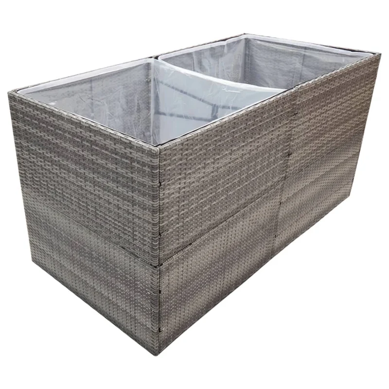 Jardinière bac lit surélevé plantes fleurs terrasse jardin 157 x 80 x 80 cm Résine tressée gris 02_0037452