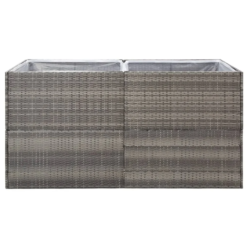 Jardinière bac lit surélevé plantes fleurs terrasse jardin 157 x 80 x 80 cm Résine tressée gris 02_0037452