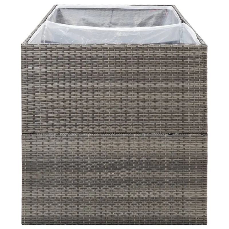 Jardinière bac lit surélevé plantes fleurs terrasse jardin 157 x 80 x 80 cm Résine tressée gris 02_0037452
