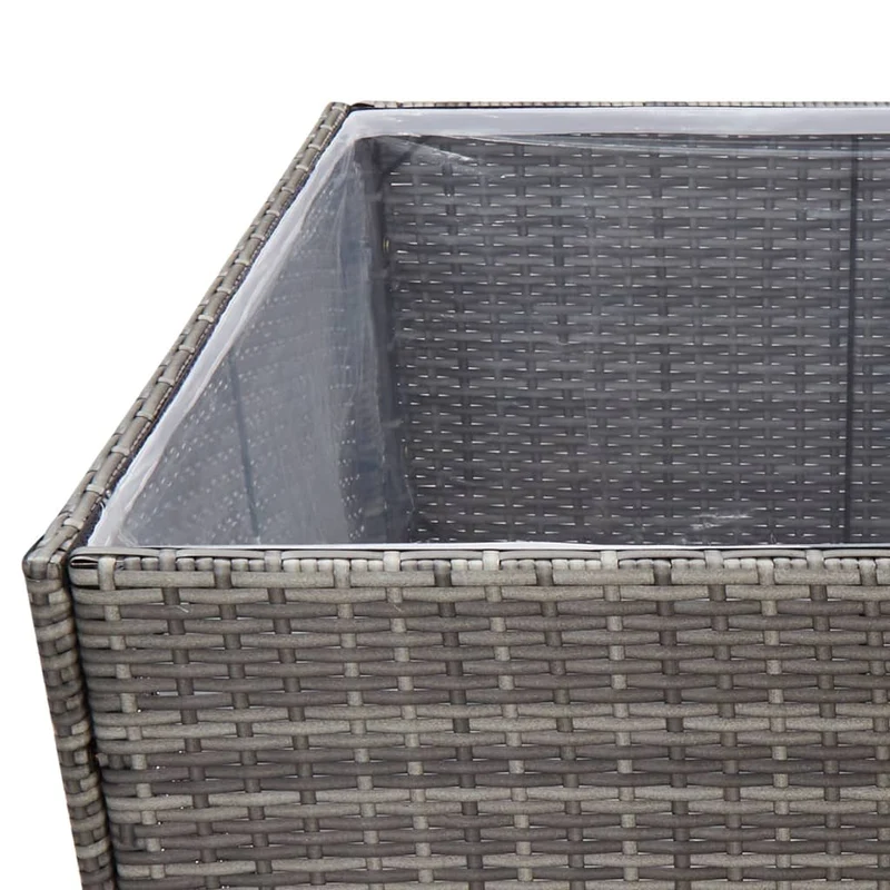 Jardinière bac lit surélevé plantes fleurs terrasse jardin 157 x 80 x 80 cm Résine tressée gris 02_0037452