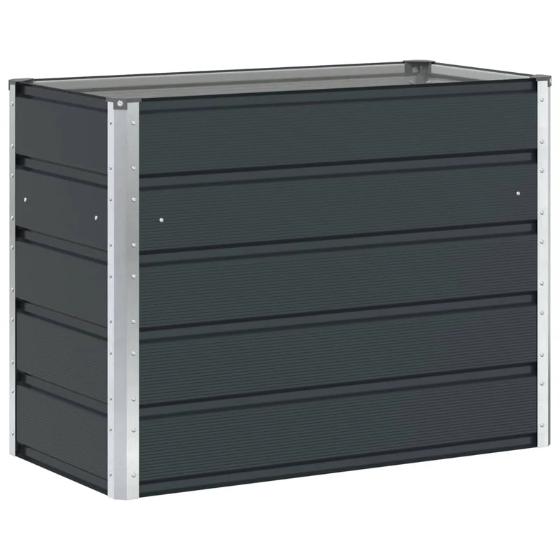 Jardinière moderne 100 x 50 x 77 cm pour jardin terrasse design industriel en acier galvanisé anthracite 02_0059234