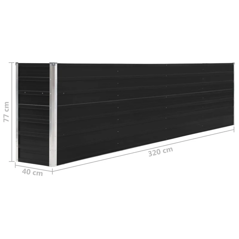 Jardinière 320 x 40 x 77 cm acier galvanisé anthracite 02_0000800