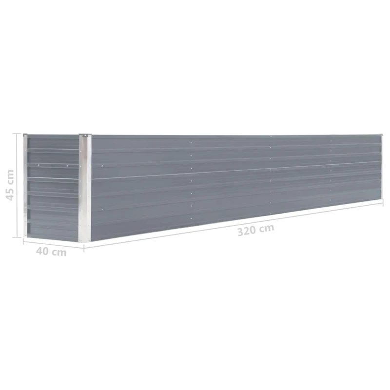 Jardinière lit surélevé plantes fleurs jardin acier galvanisé 320 x 40 x 45 cm gris 02_0001108