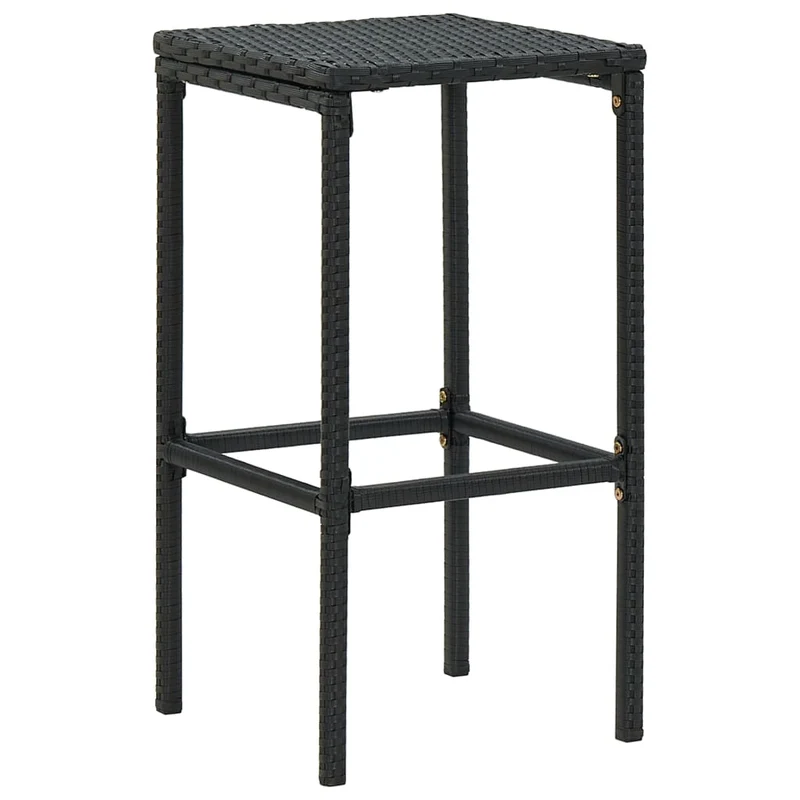 Ensemble de bar de jardin 7 pièces et coussins résine tressée noir 02_0013433