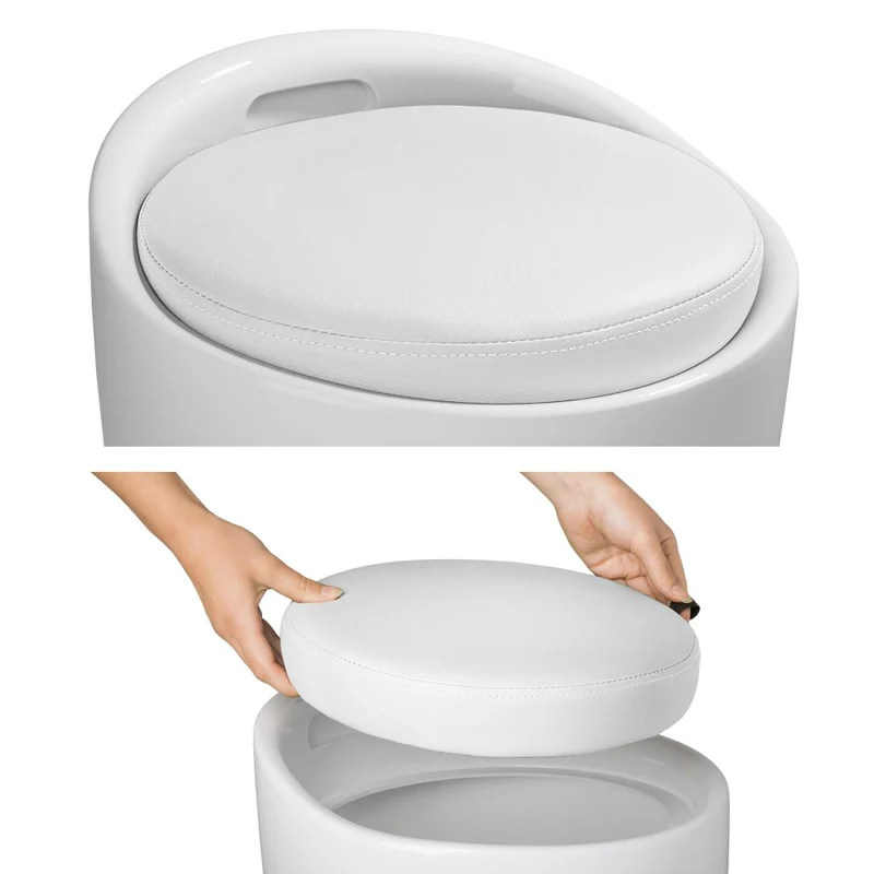 Tabouret coffre de rangement blanc 1208022