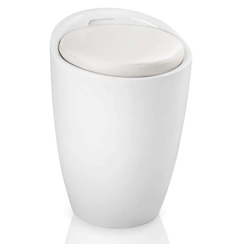 Tabouret coffre de rangement blanc 1208022