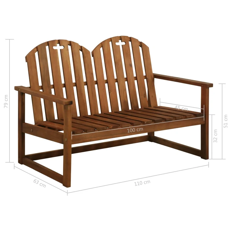 Banc de jardin meuble de patio d'extérieur terrasse 110 x 63 x 79 cm bois d'acacia solide 02_0011167