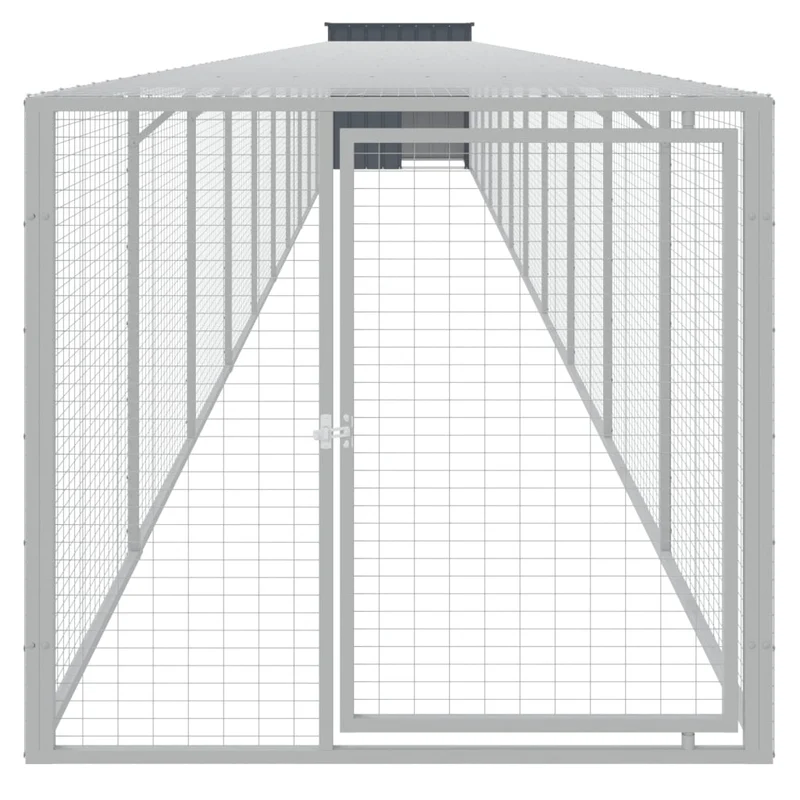 Poulailler enclos cage poules avec cour 110 x 1221 x 110 cm acier galvanisé anthracite 02_0043939