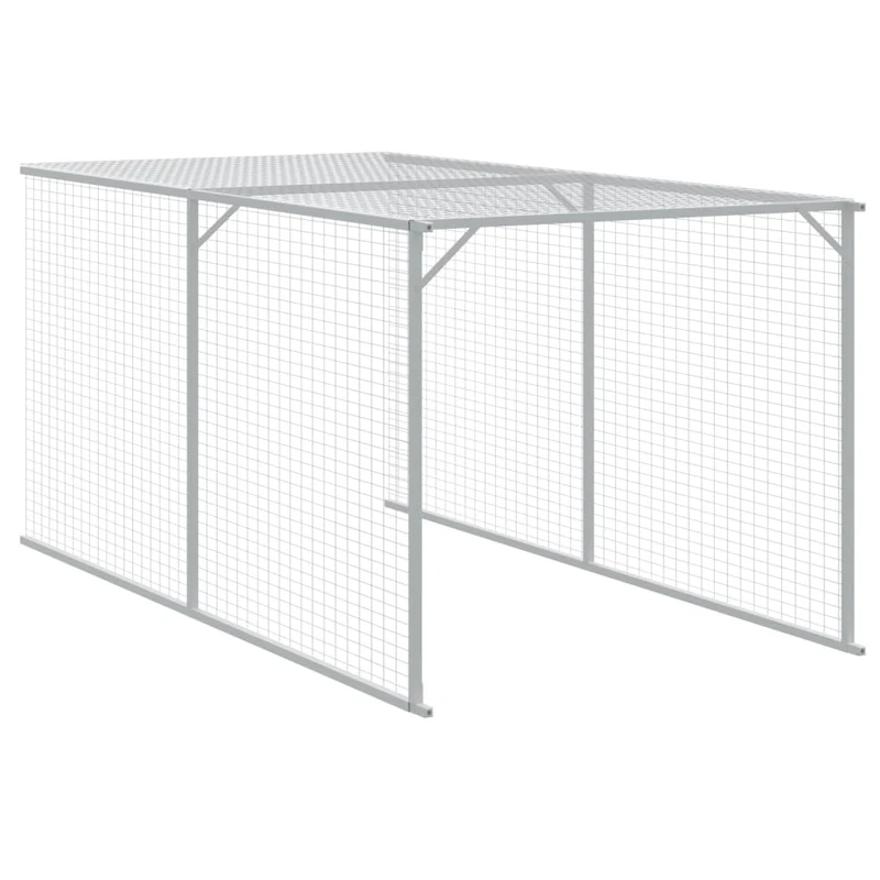 Poulailler enclos cage poules avec cour 110 x 1221 x 110 cm acier galvanisé anthracite 02_0043939