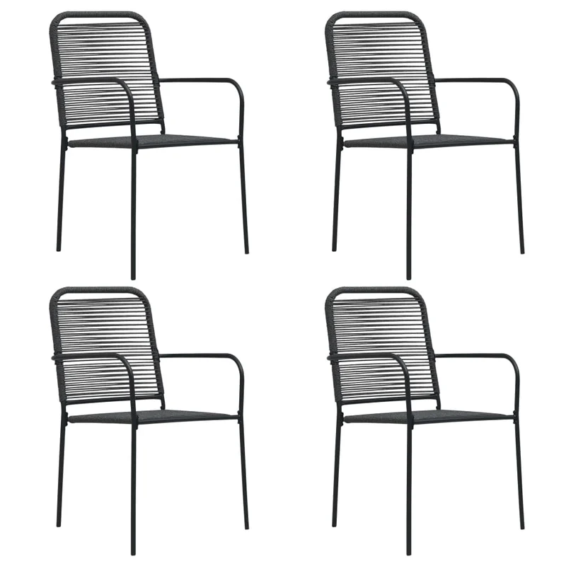 Mobilier à dîner d'extérieur 5 pièces corde en coton et acier noir 02_0014654
