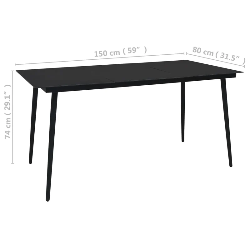 Mobilier à dîner d'extérieur 5 pièces corde en coton et acier noir 02_0014654