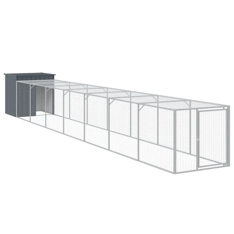 Poulailler enclos cage poules avec cour 110 x 813 x 110 cm acier galvanisé anthracite 02_0043943