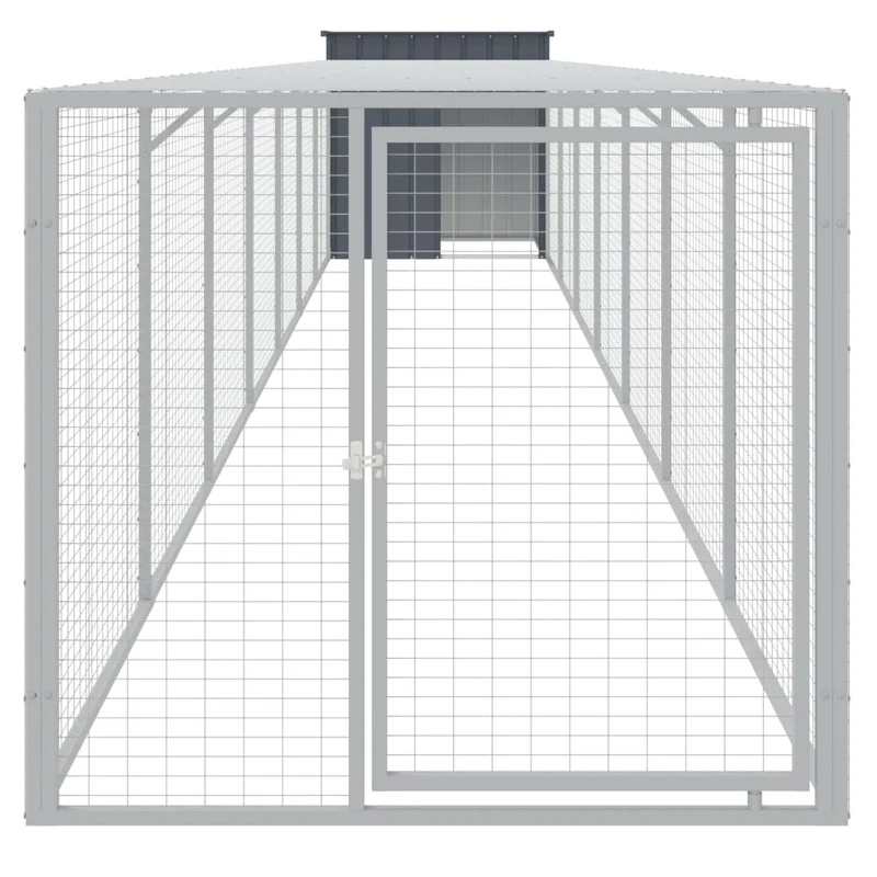 Poulailler enclos cage poules avec cour 110 x 813 x 110 cm acier galvanisé anthracite 02_0043943