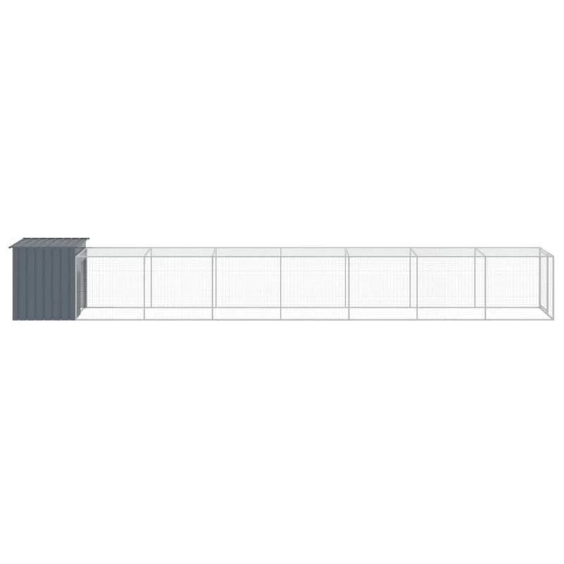 Poulailler enclos cage poules avec cour 110 x 813 x 110 cm acier galvanisé anthracite 02_0043943
