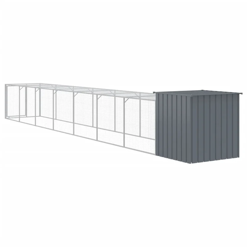 Poulailler enclos cage poules avec cour 110 x 813 x 110 cm acier galvanisé anthracite 02_0043943