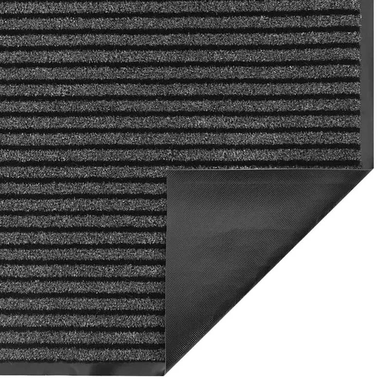 Paillasson rayé antidérapant intérieur extérieur 115 x 300 cm en PP noir 02_0058144