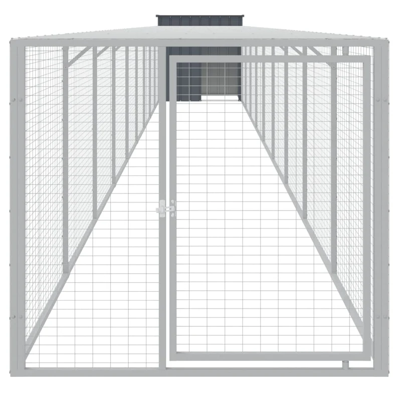 Poulailler enclos cage poules avec cour 110 x 1017 x 110 cm acier galvanisé anthracite 02_0043938