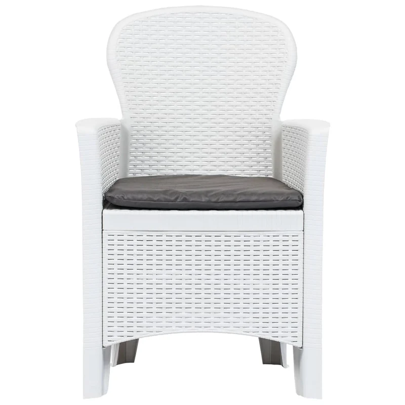 Meuble à dîner d'extérieur 7 pièces plastique blanc aspect de rotin 02_0014511