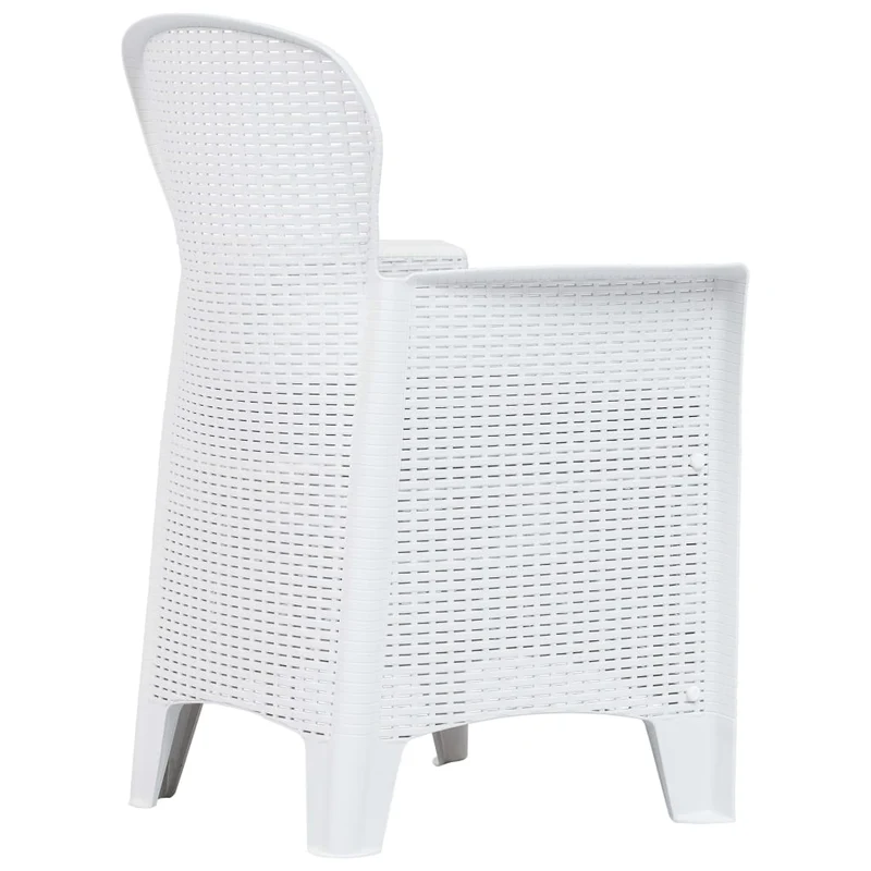 Meuble à dîner d'extérieur 7 pièces plastique blanc aspect de rotin 02_0014511
