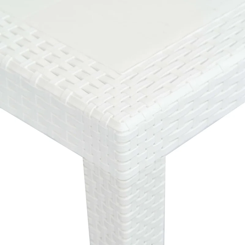 Meuble à dîner d'extérieur 7 pièces plastique blanc aspect de rotin 02_0014511