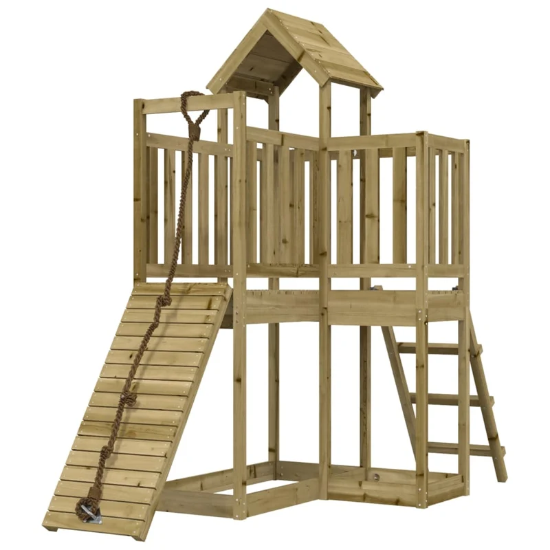 Maisonnette de jeu avec mur d'escalade 229 x 107 x 214 cm bois de pin imprégné 02_0004825