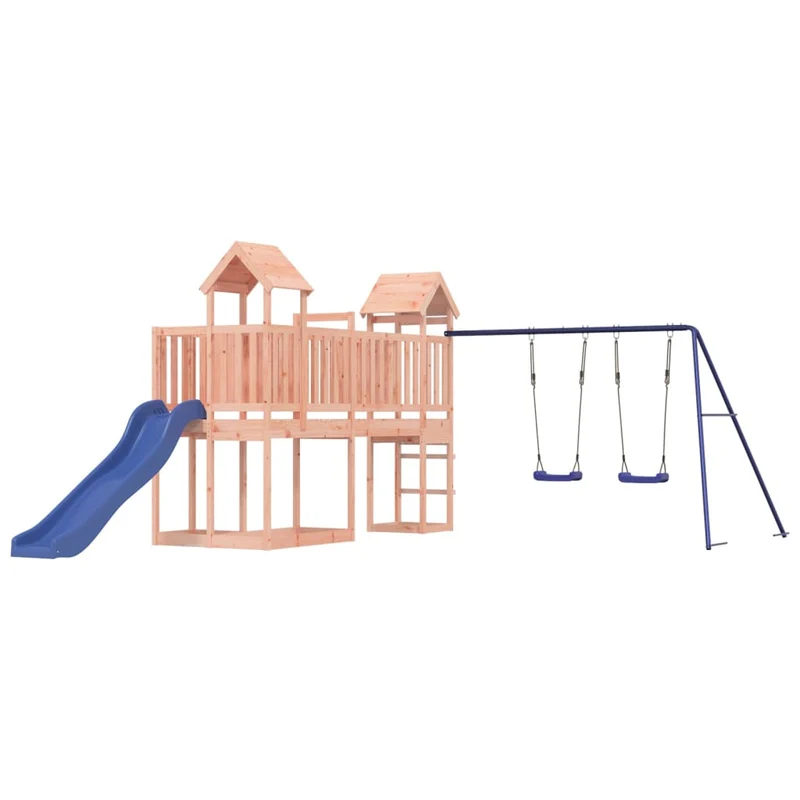 Aire de jeux d'extérieur balançoires toboggan portiques robuste jeux jardin 357 x 524 x 214 cm bois massif de douglas 02_0004811