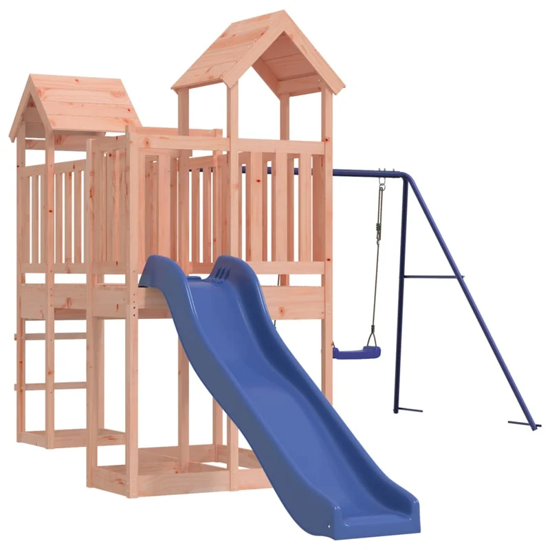Aire de jeux d'extérieur balançoires toboggan portiques robuste jeux jardin 357 x 524 x 214 cm bois massif de douglas 02_0004811