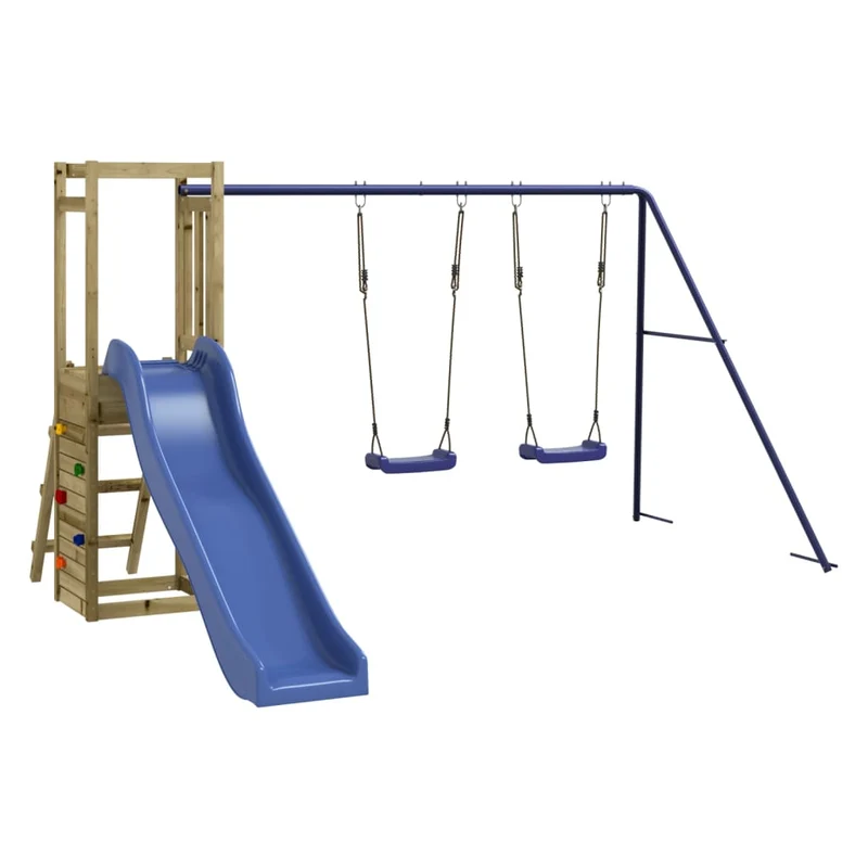 Aire de jeux d'extérieur balançoires toboggan portiques robuste jeux jardin 308 x 321 x 169 cm bois de pin imprégné 02_0004824
