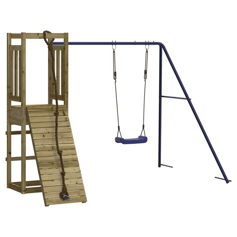 Aire de jeux d'extérieur balançoires toboggan portiques robuste jeux jardin 237 x 184 x 169 cm bois de pin imprégné 02_0004742