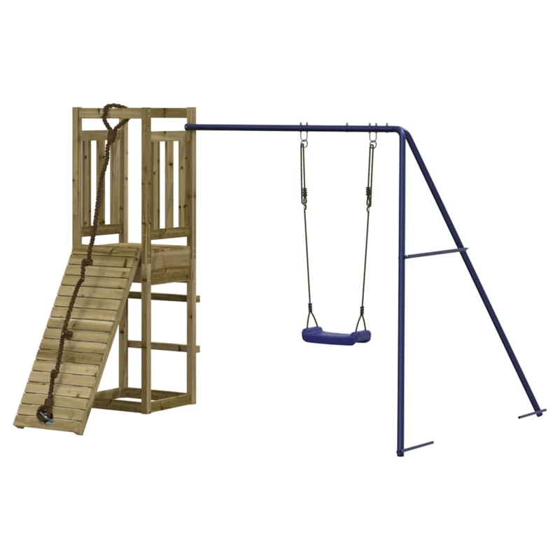 Aire de jeux d'extérieur balançoires toboggan portiques robuste jeux jardin 237 x 184 x 169 cm bois de pin imprégné 02_0004742