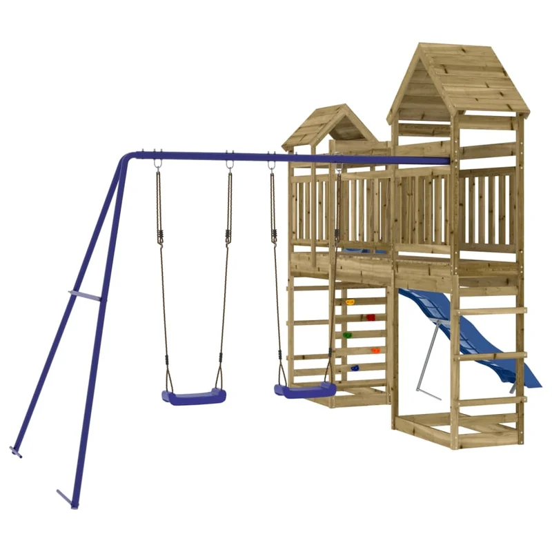 Aire de jeux d'extérieur balançoires toboggan portiques robuste jeux jardin 492 x 360 x 264 cm bois de pin imprégné 02_0004704