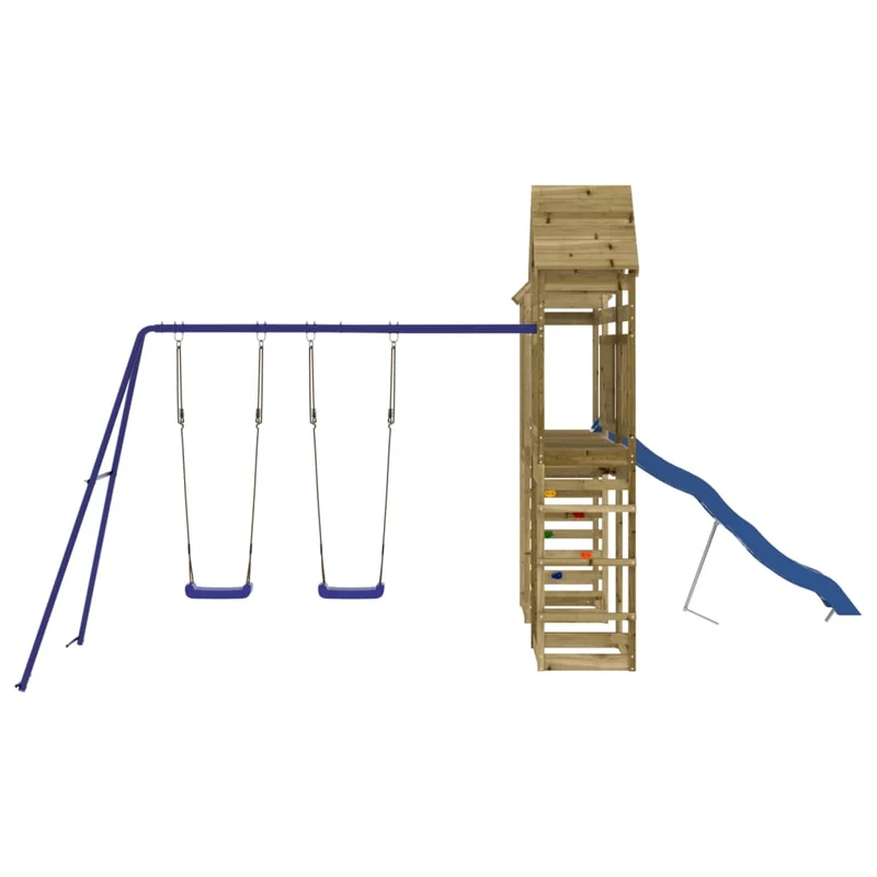 Aire de jeux d'extérieur balançoires toboggan portiques robuste jeux jardin 492 x 360 x 264 cm bois de pin imprégné 02_0004704