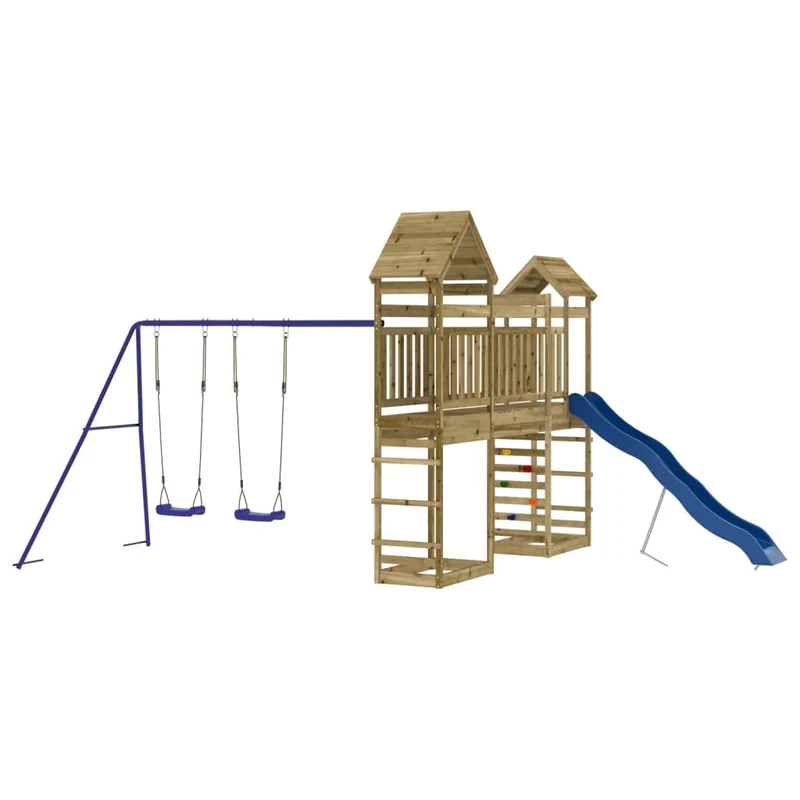 Aire de jeux d'extérieur balançoires toboggan portiques robuste jeux jardin 492 x 360 x 264 cm bois de pin imprégné 02_0004704