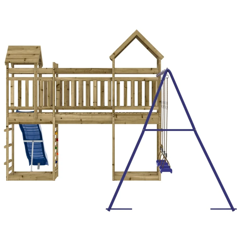 Aire de jeux d'extérieur balançoires toboggan portiques robuste jeux jardin 492 x 360 x 264 cm bois de pin imprégné 02_0004704