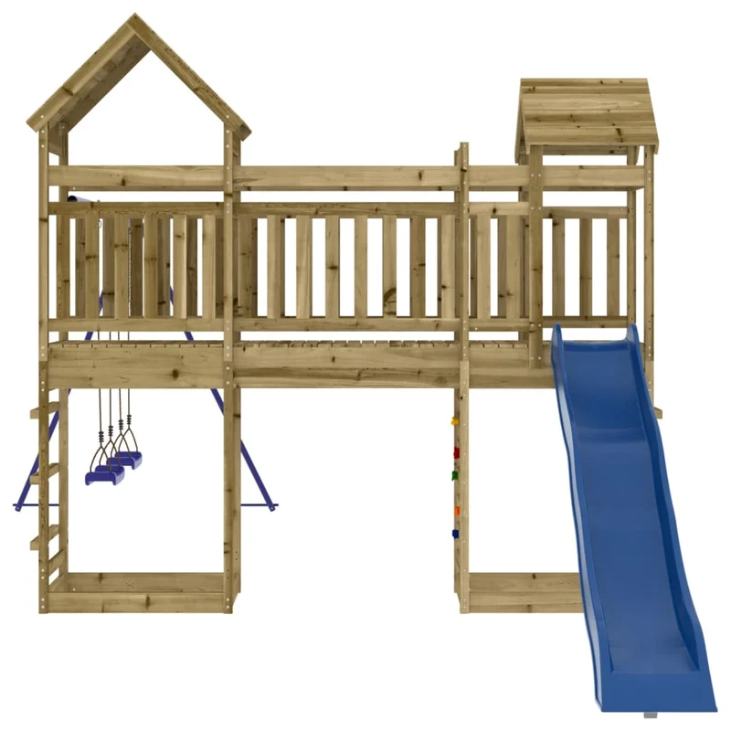 Aire de jeux d'extérieur balançoires toboggan portiques robuste jeux jardin 492 x 360 x 264 cm bois de pin imprégné 02_0004704