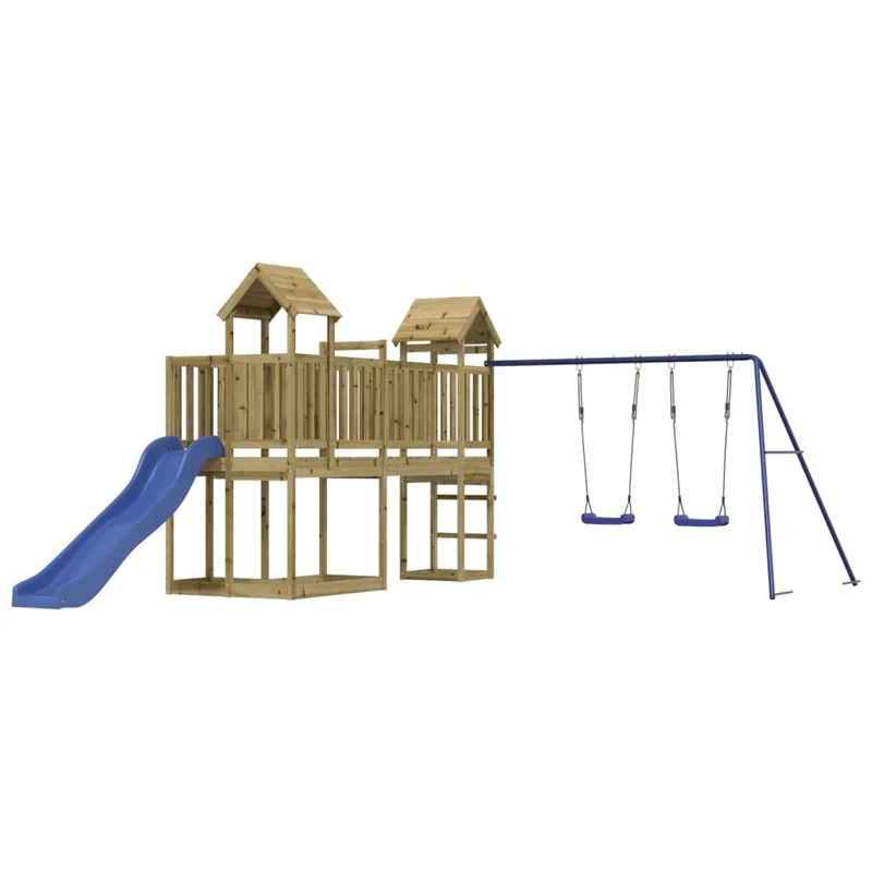 Aire de jeux d'extérieur balançoires toboggan portiques robuste jeux jardin 357 x 524 x 214 cm bois de pin imprégné 02_0004656