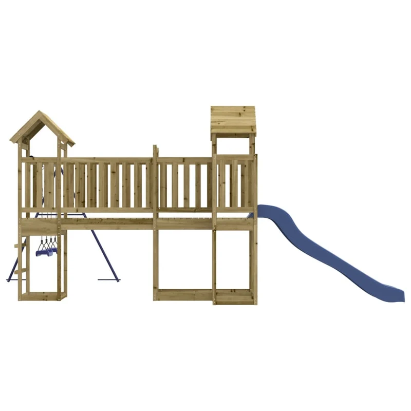 Aire de jeux d'extérieur balançoires toboggan portiques robuste jeux jardin 357 x 524 x 214 cm bois de pin imprégné 02_0004656