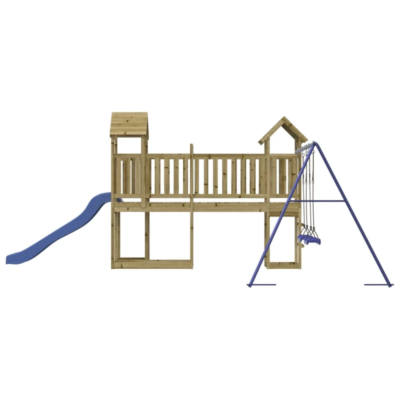 Aire de jeux d'extérieur balançoires toboggan portiques robuste jeux jardin 357 x 524 x 214 cm bois de pin imprégné 02_0004656