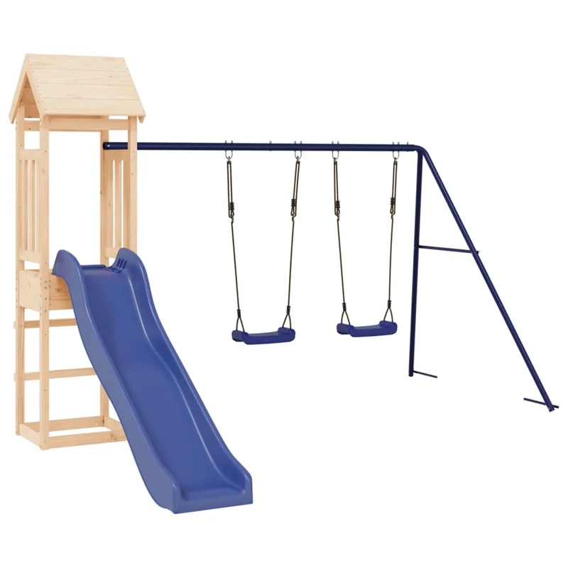 Aire de jeux d'extérieur balançoires toboggan portiques robuste jeux jardin 308 x 321 x 207 cm bois de pin massif 02_0004716
