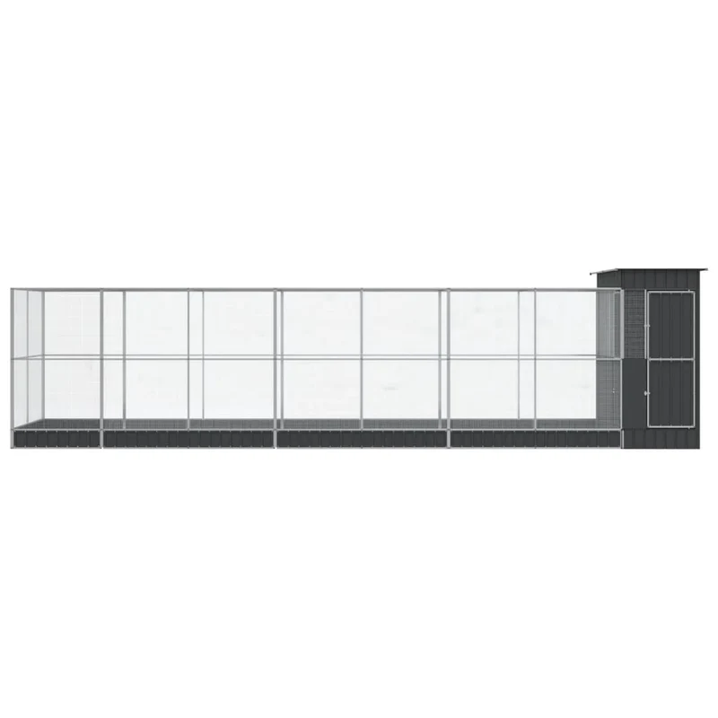 Volière cage à oiseaux avec extension argenté 830 x 203 x 216 cm acier Argent 02_0045663