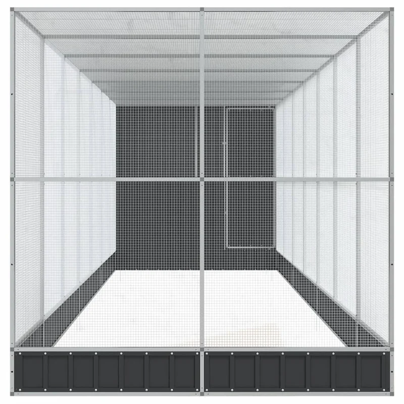 Volière cage à oiseaux avec extension argenté 830 x 203 x 216 cm acier Argent 02_0045663