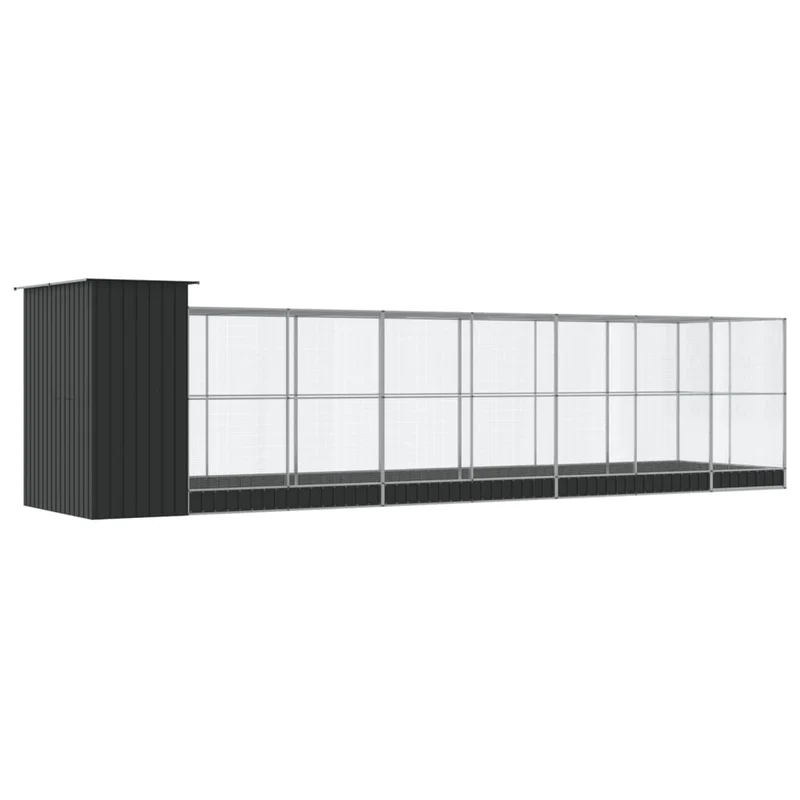 Volière cage à oiseaux avec extension argenté 830 x 203 x 216 cm acier Argent 02_0045663