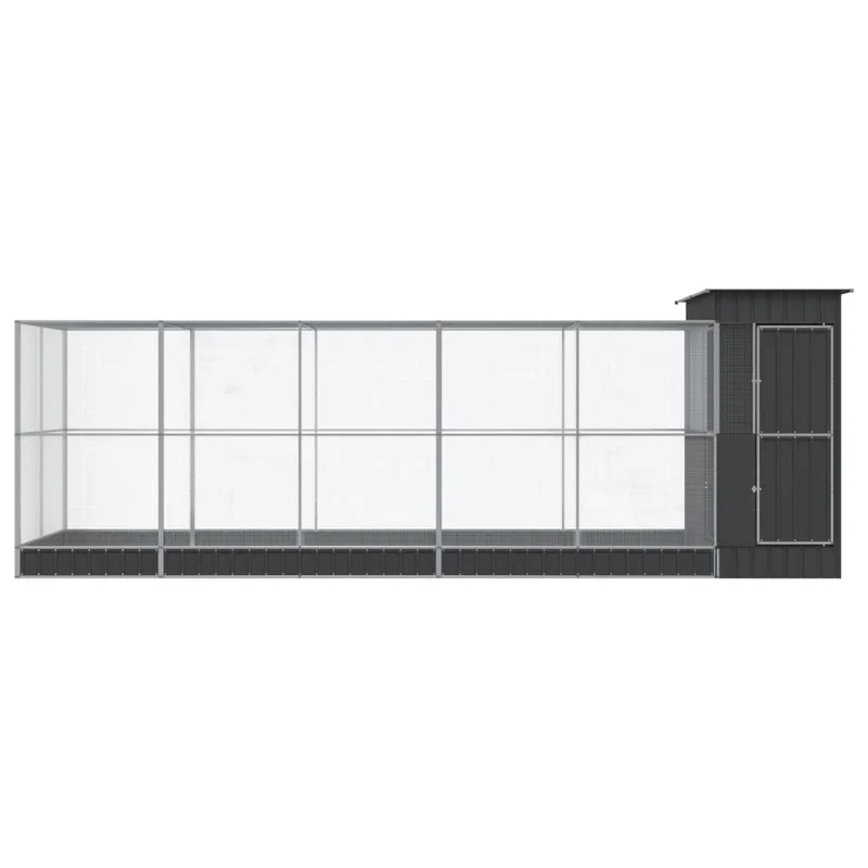 Volière cage à oiseaux avec extension argenté 623 x 203 x 216 cm acier Argent 02_0045658