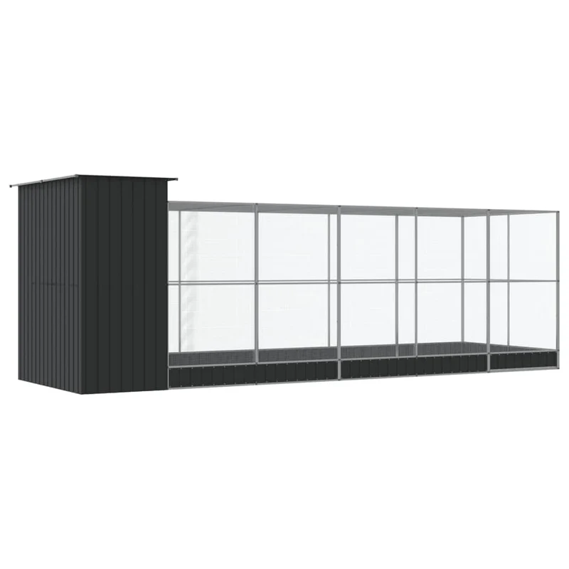 Volière cage à oiseaux avec extension argenté 623 x 203 x 216 cm acier Argent 02_0045658