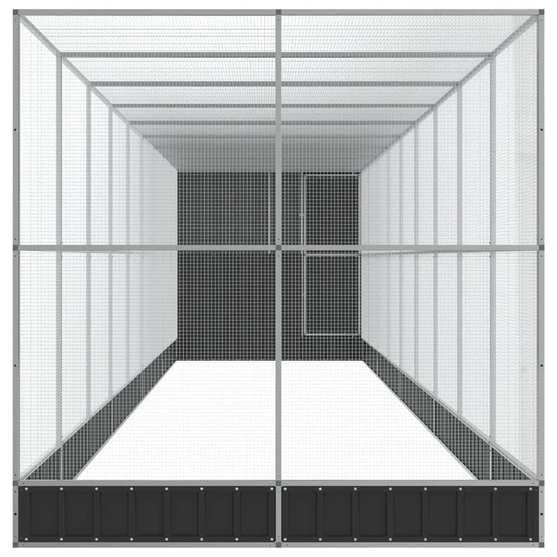 Volière cage à oiseaux avec extension argenté 1037 x 203 x 216 cm acier Argent 02_0045642