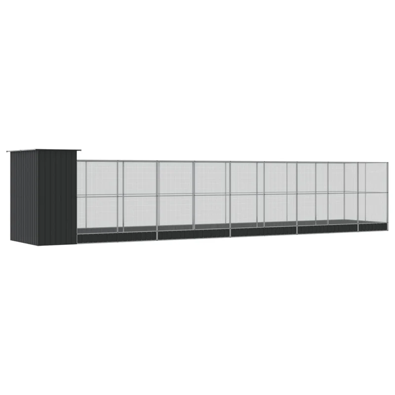 Volière cage à oiseaux avec extension argenté 1037 x 203 x 216 cm acier Argent 02_0045642
