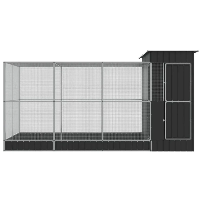 Volière cage à oiseaux avec extension argenté 416 x 203 x 216 cm acier Argent 02_0045653